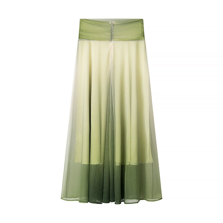 Gradient printed top+skirt set