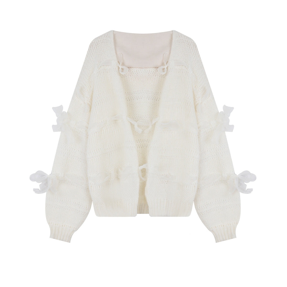 Elegant bowed oversized wool sweater