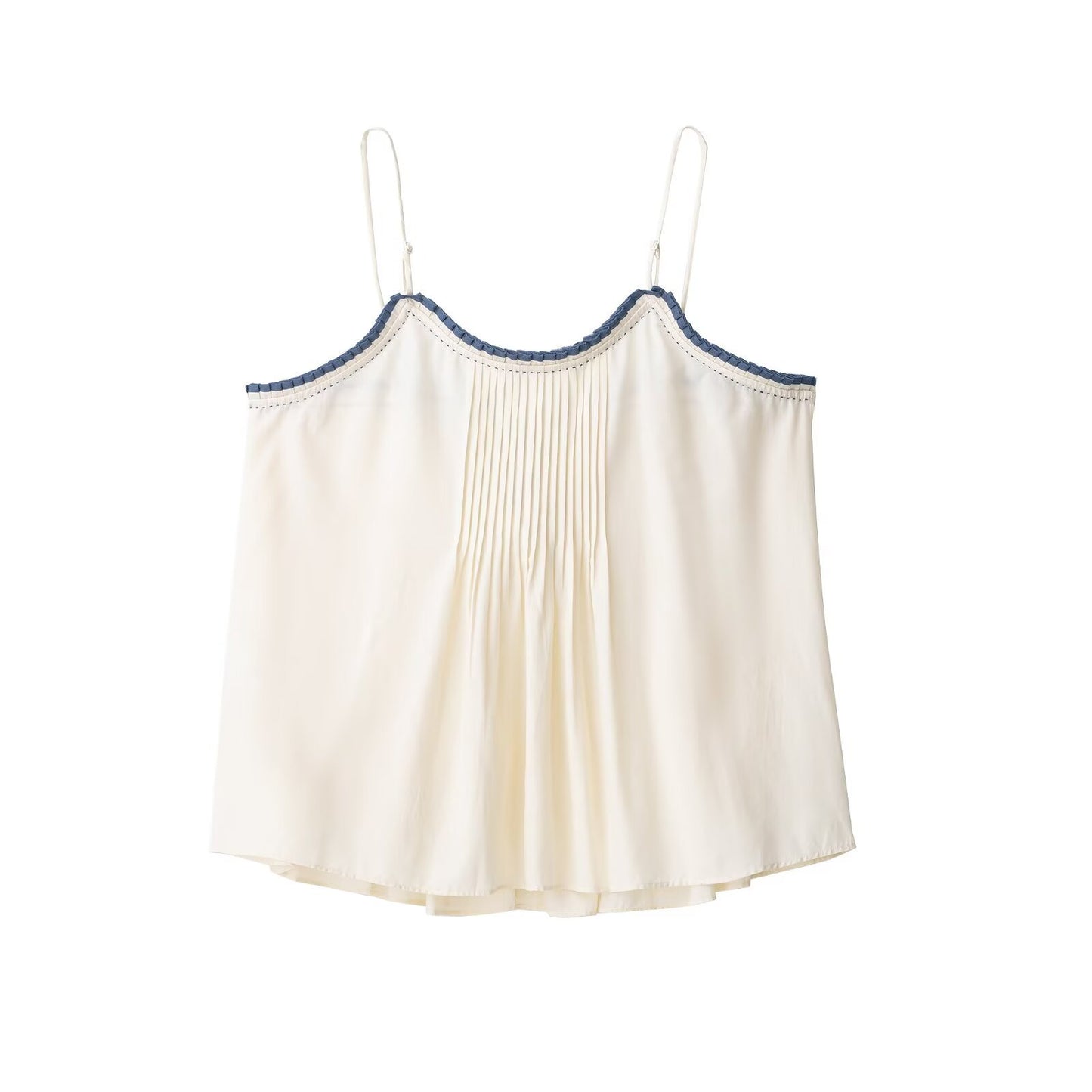 Low neck contrasting color embellished camisole top