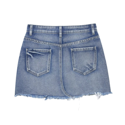 Vintage ripped denim mini skirt