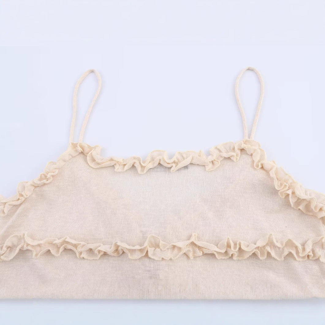 Ruffle pleated camisole tank top strapless