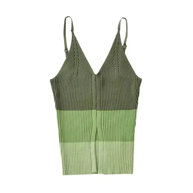 Knitted gradient split tank top