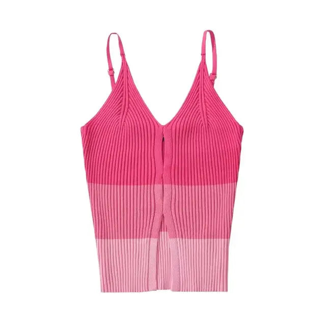Knitted gradient split tank top