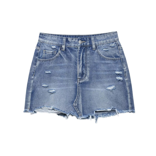 Vintage ripped denim mini skirt