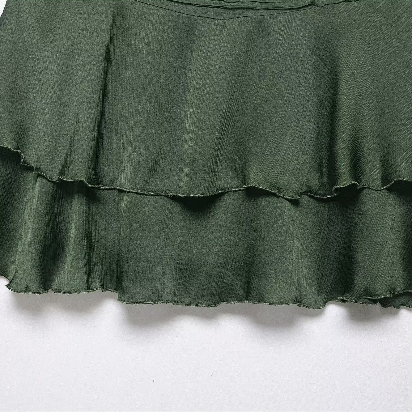 Silk texture layered decorative mini skirt