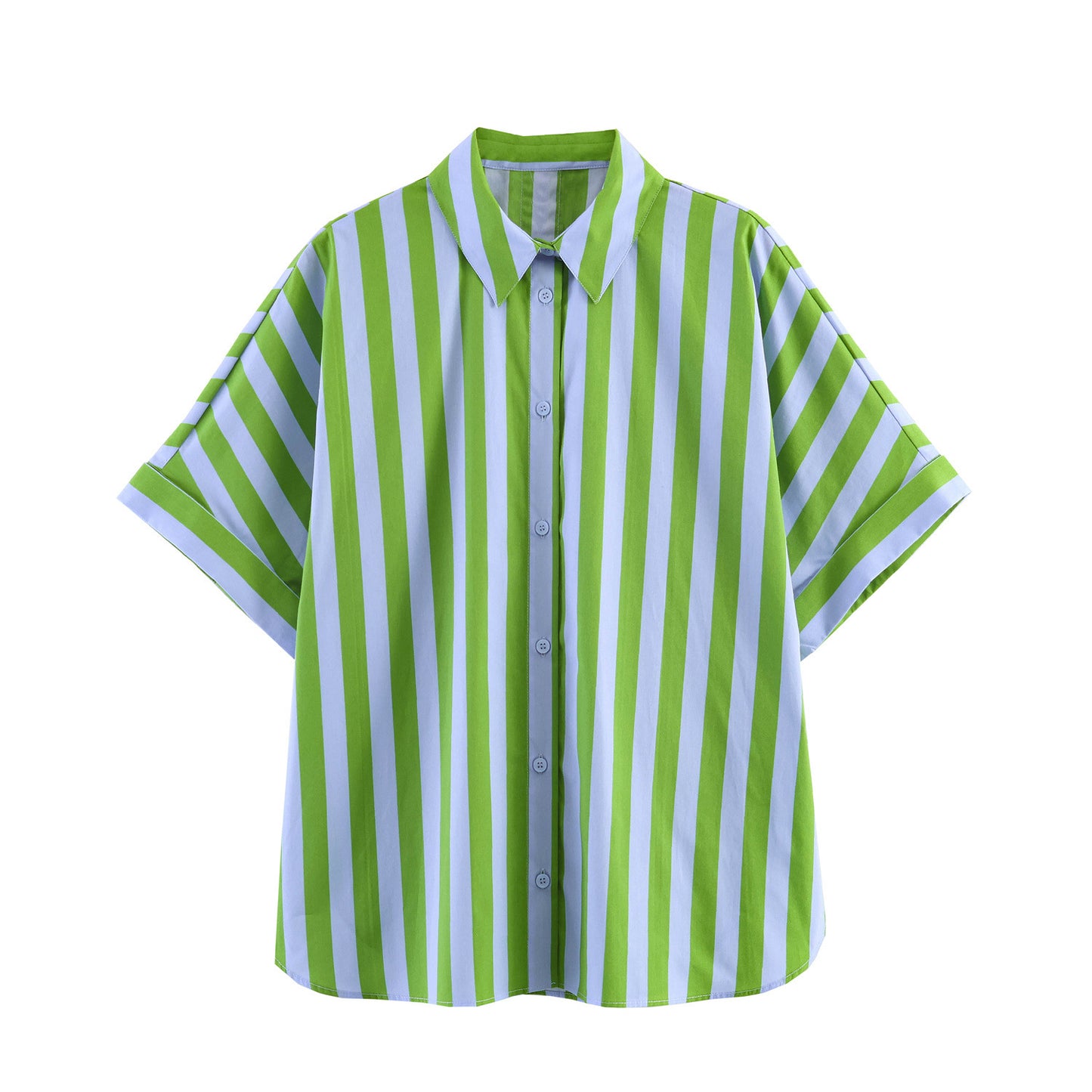 Striped women's casual top + shorts set