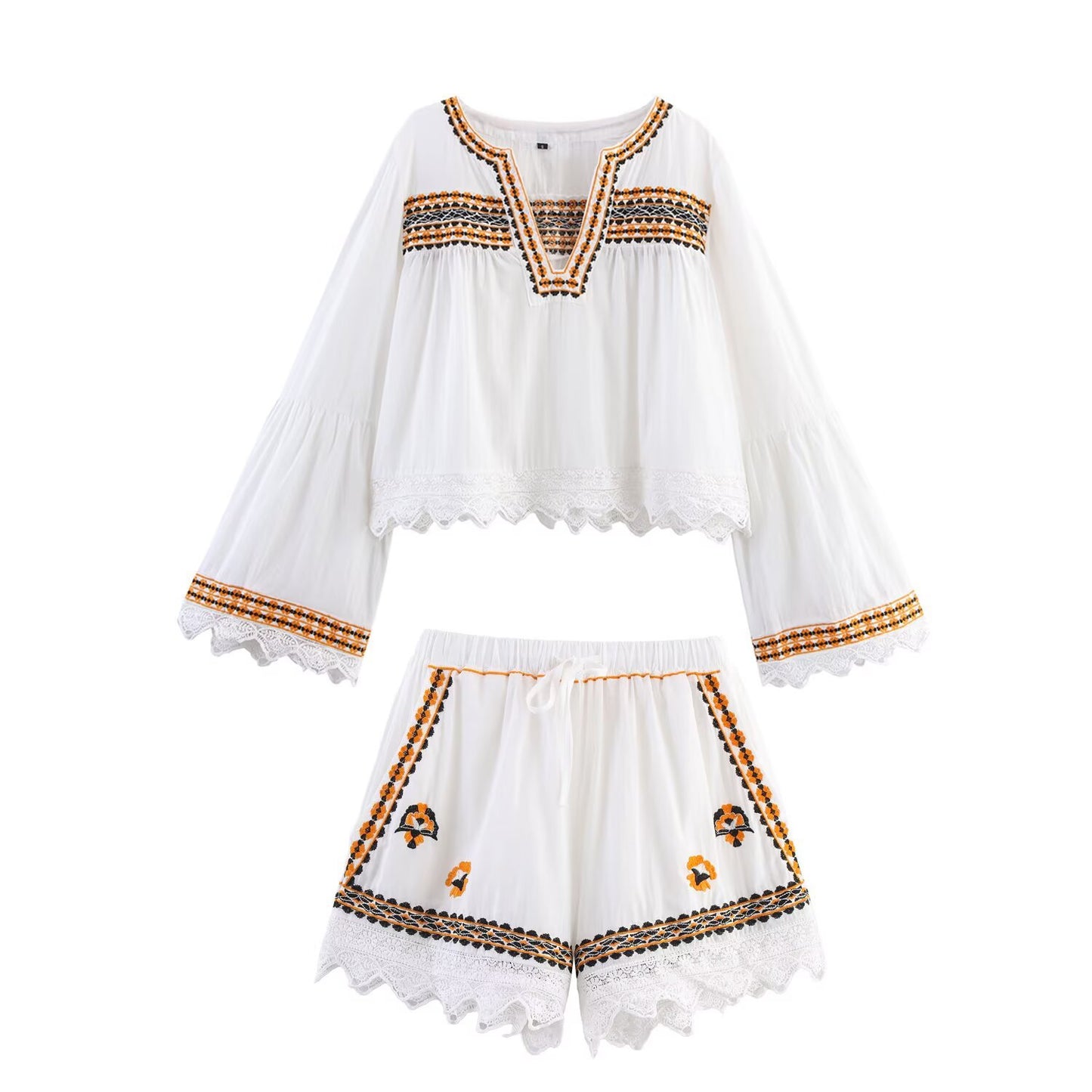 Bohemian long top + shorts set