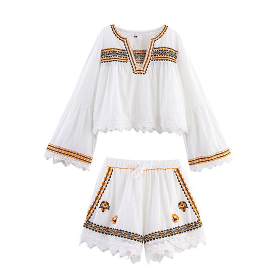 Bohemian long top + shorts set