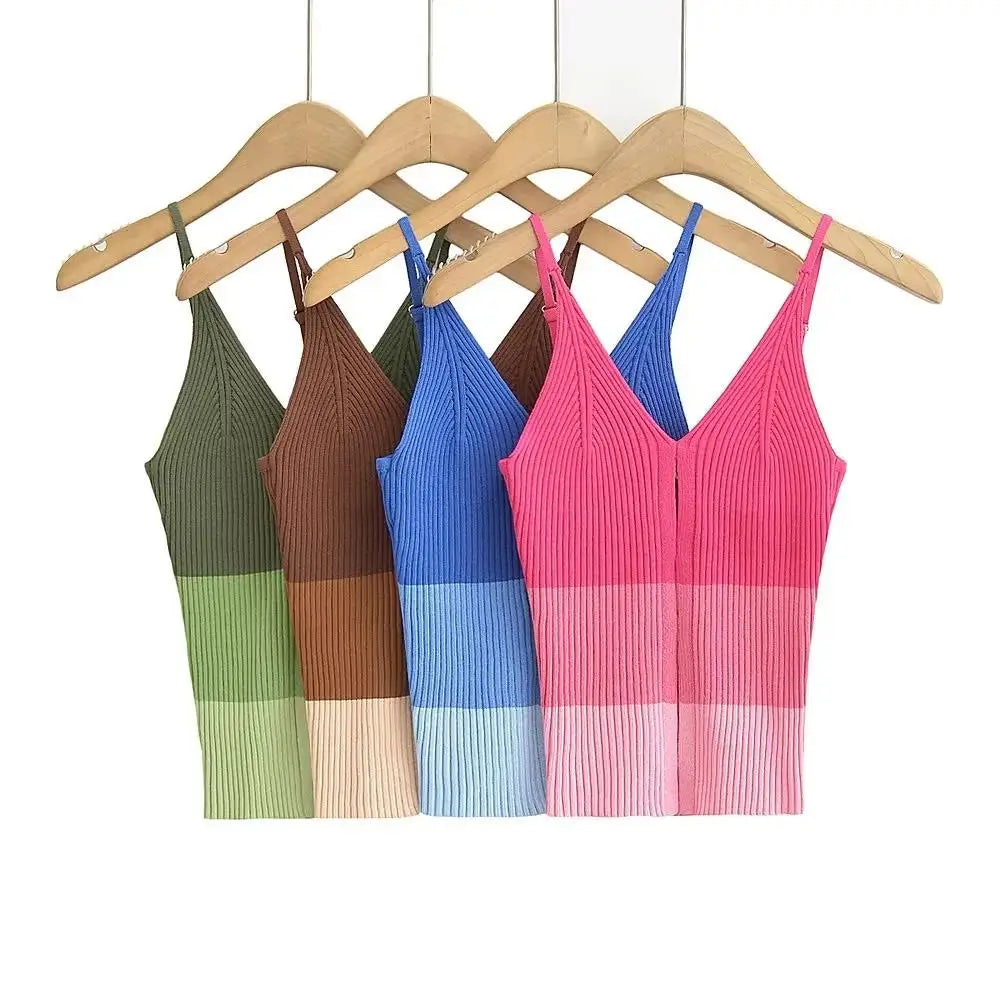 Knitted gradient split tank top