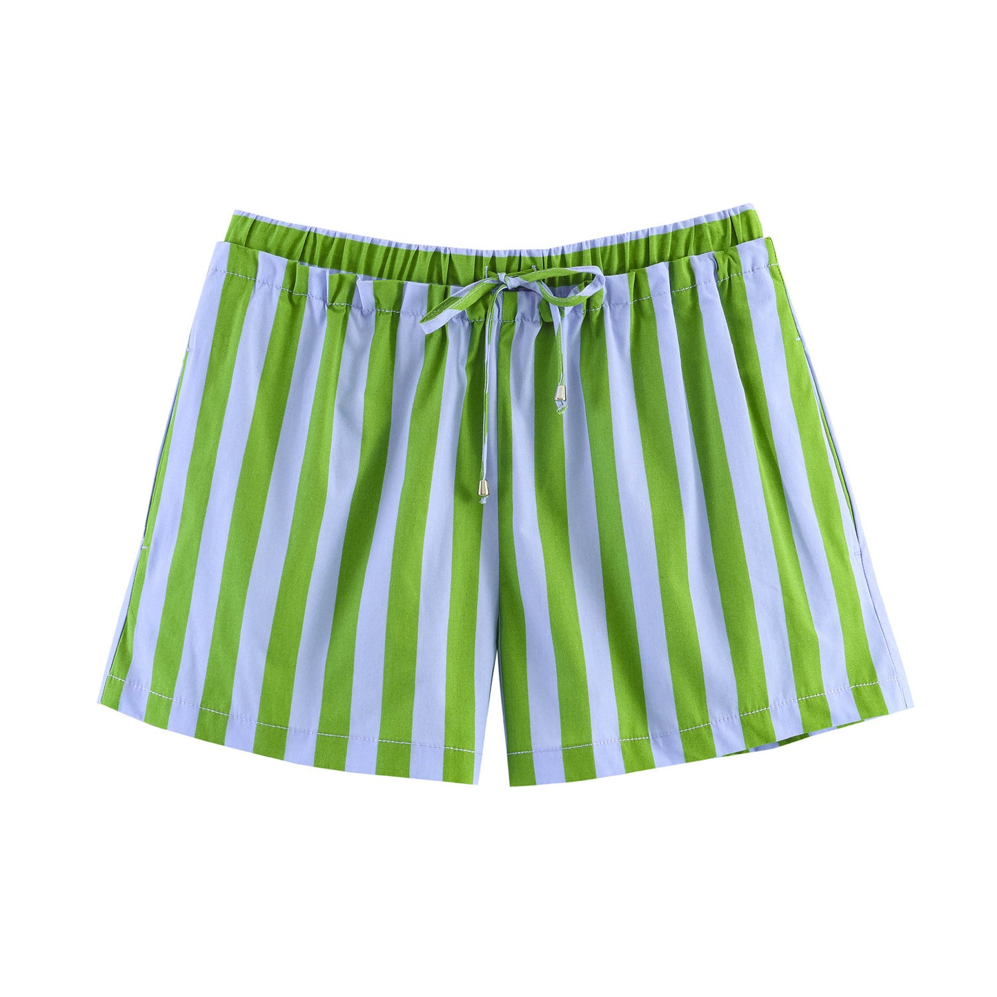 Striped women's casual top + shorts set
