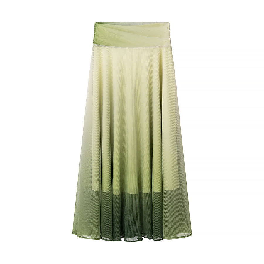 Gradient printed top+skirt set