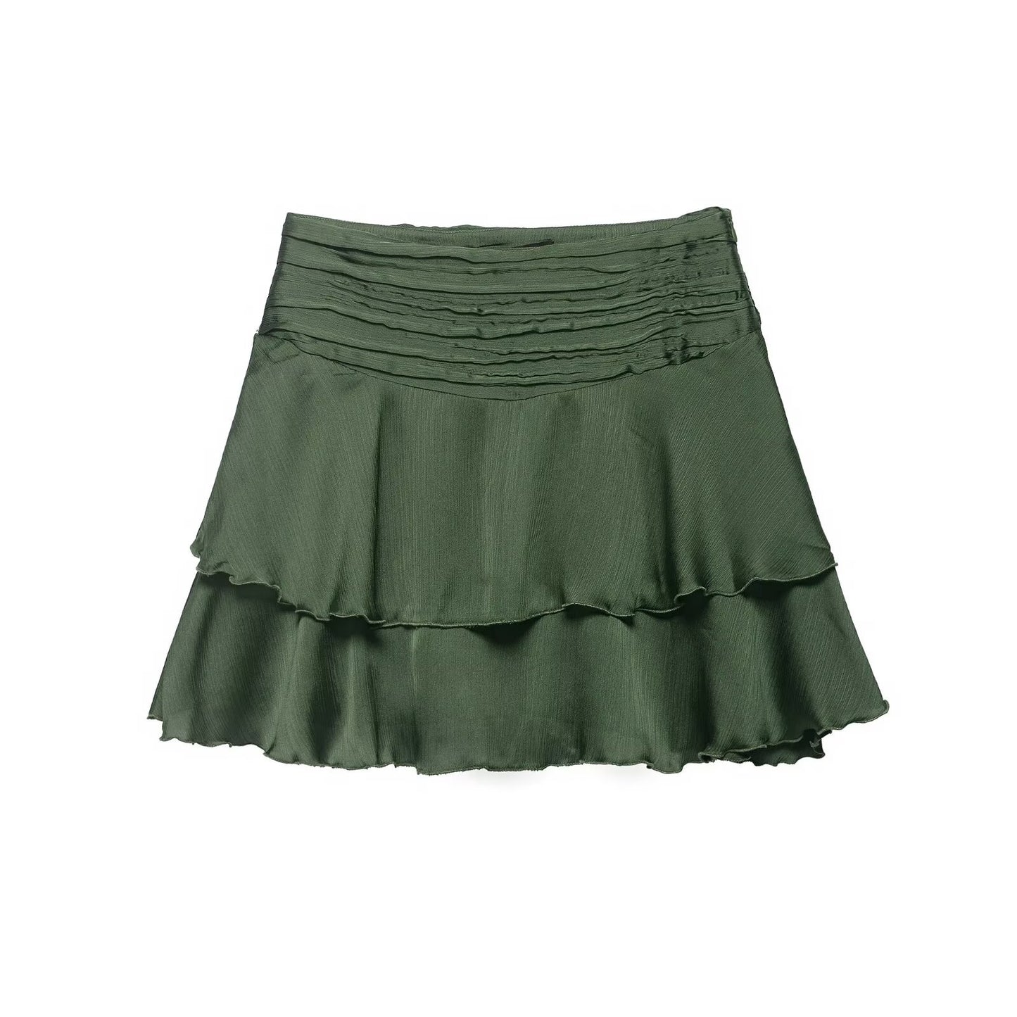 Silk texture layered decorative mini skirt
