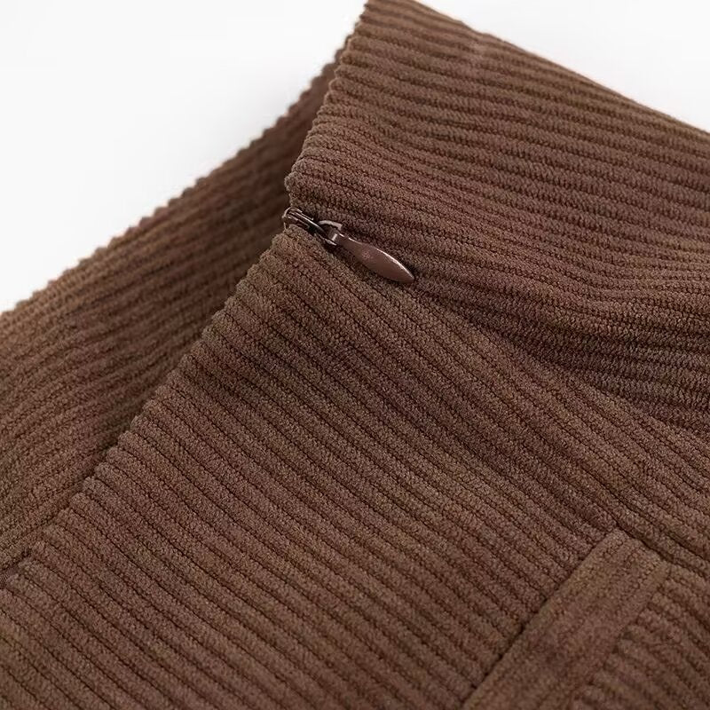 Spicy girl corduroy A-line mini skirt