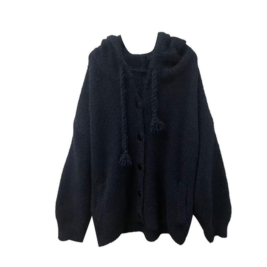 Kitted oversized hoodie with drawstring