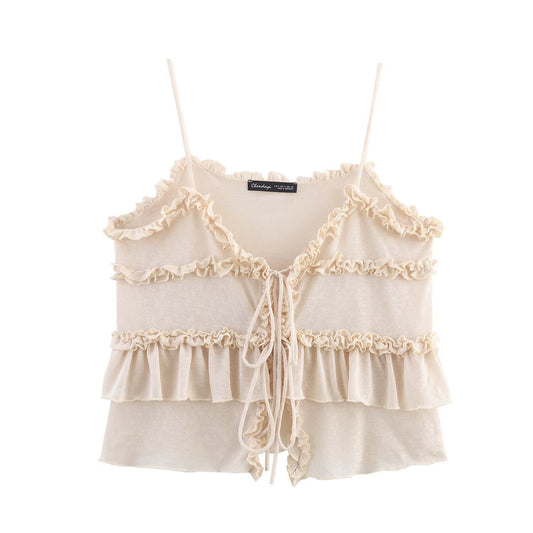 Ruffle pleated camisole tank top strapless