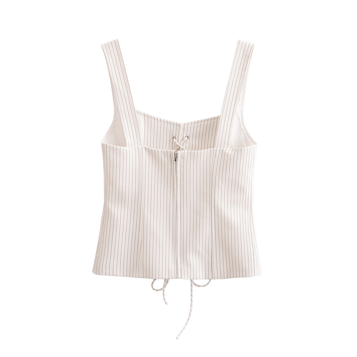 Remperament low neck sleeveless strap striped vest top