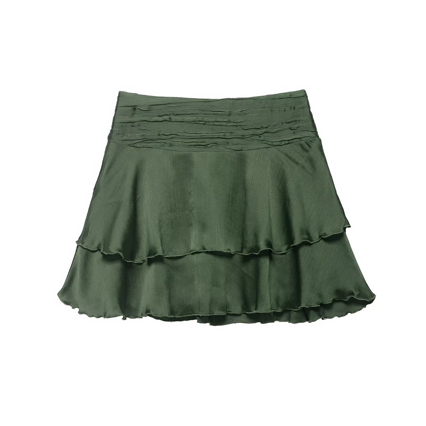 Silk texture layered decorative mini skirt
