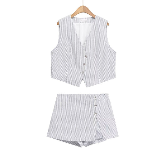 Striped vest top + striped shorts set