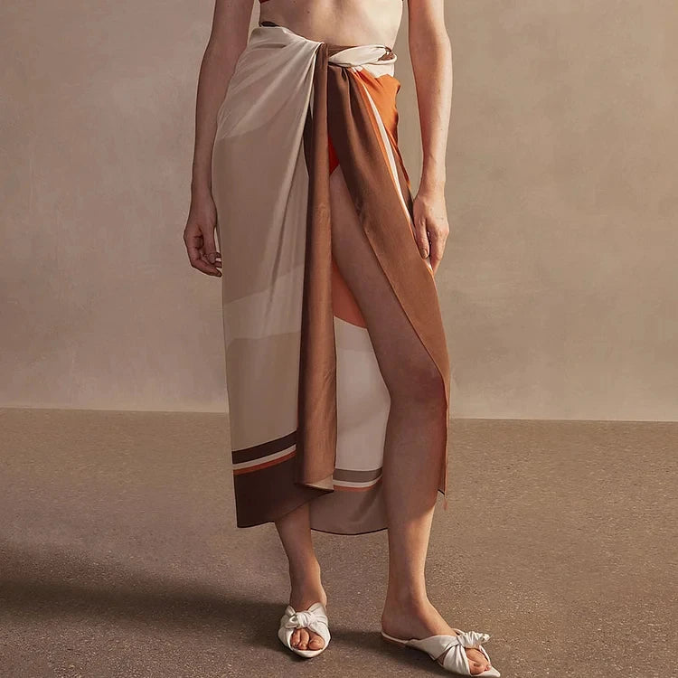 Reversible beaded bathing suit + skirt