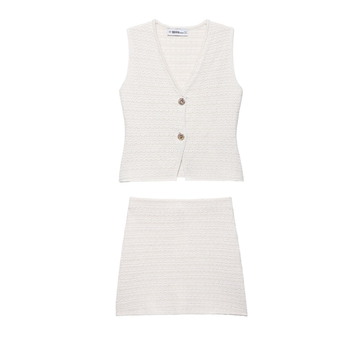 Knitted texture tank top + mini skirt