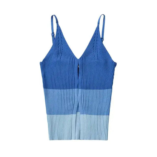 Knitted gradient split tank top