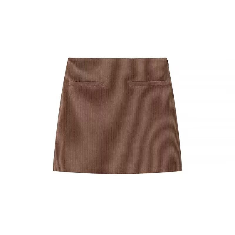Spicy girl corduroy A-line mini skirt
