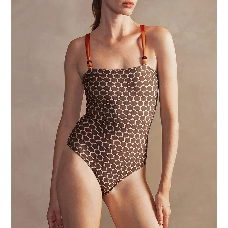 Reversible beaded bathing suit + skirt