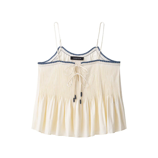 Low neck contrasting color embellished camisole top