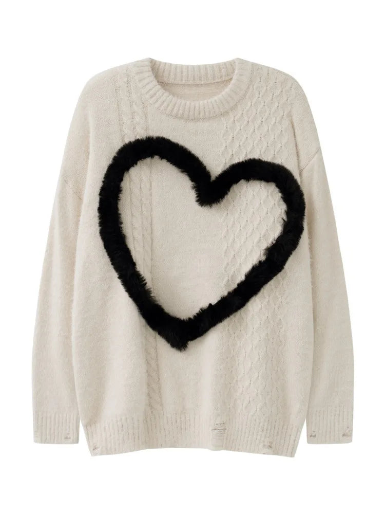 Heart spliced sweater