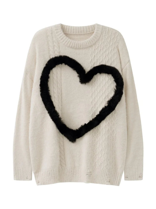 Heart spliced sweater