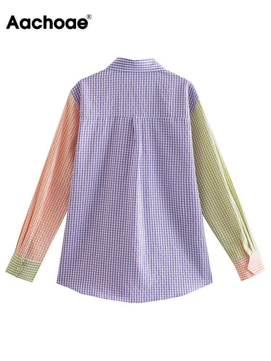 Aachoae plaid print shirts