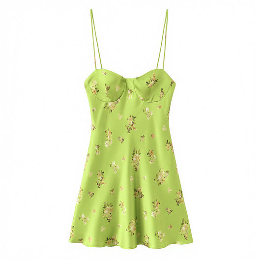 Printed lime mini dress