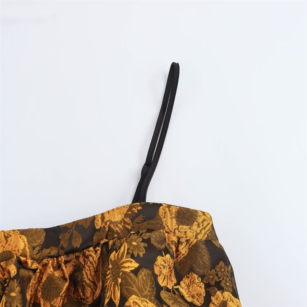 Jacquard camisole short vest top