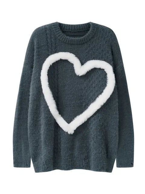 Heart spliced sweater
