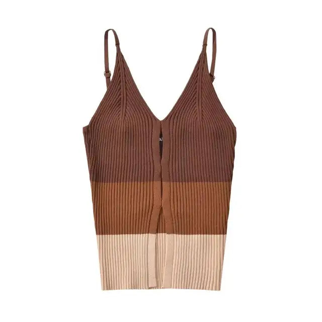 Knitted gradient split tank top